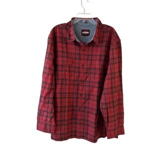 Alesbury Mens Red & Black Plaid Long Sleeve Slim Fit Button Up Shirt Size L NWOT